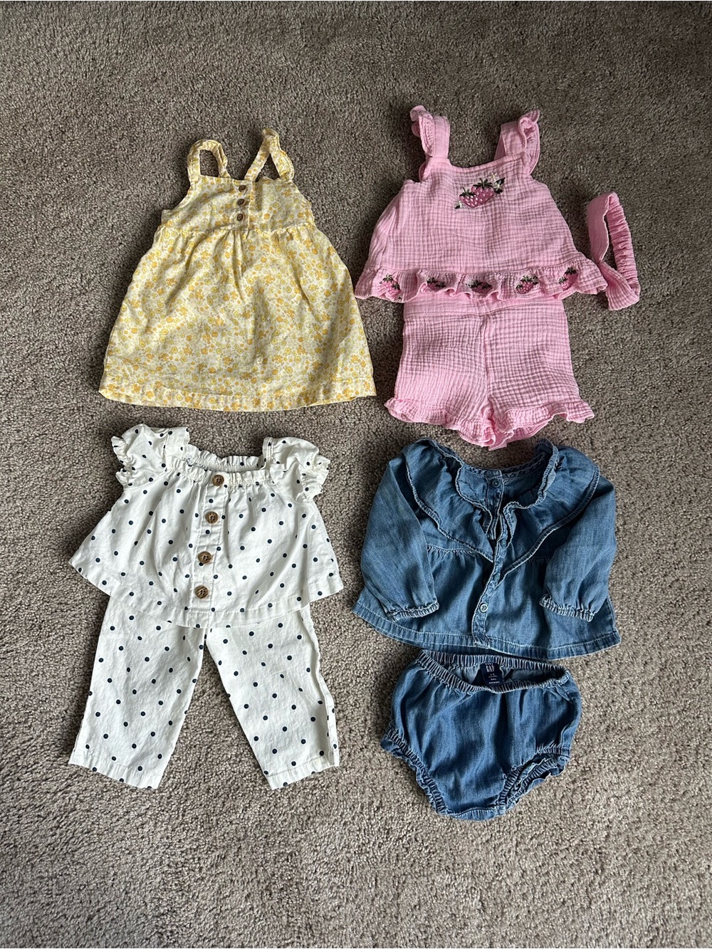 6 MONTH - Baby girl clothes bundle - Girls Pink Ruffle Tank Top and Shorts Set
